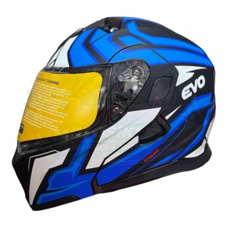 EVO KASK ÇENE AÇILIR MAT SİYAH MAVİ BEYAZ 